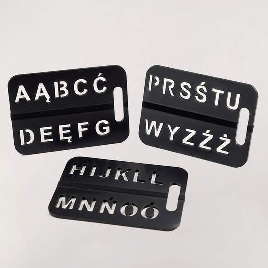 Zestaw 3 tablic komunikacyjnych AAC – Alfabet polski A–Ż